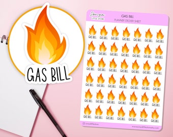Gas Bill Planner Stickers | GasBill Due Reminder Stickers Heating Journal Diary Sticker Sheet