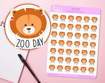 Zoo Day Planner Stickers Visit Trip Family Time Children Adorable Animals Bullet Journal Sticker Sheet