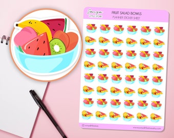 Fruit Salad Bowl Planner Stickers Tracker Healthy Diet Food Meal Journal Diary Sticker Sheet