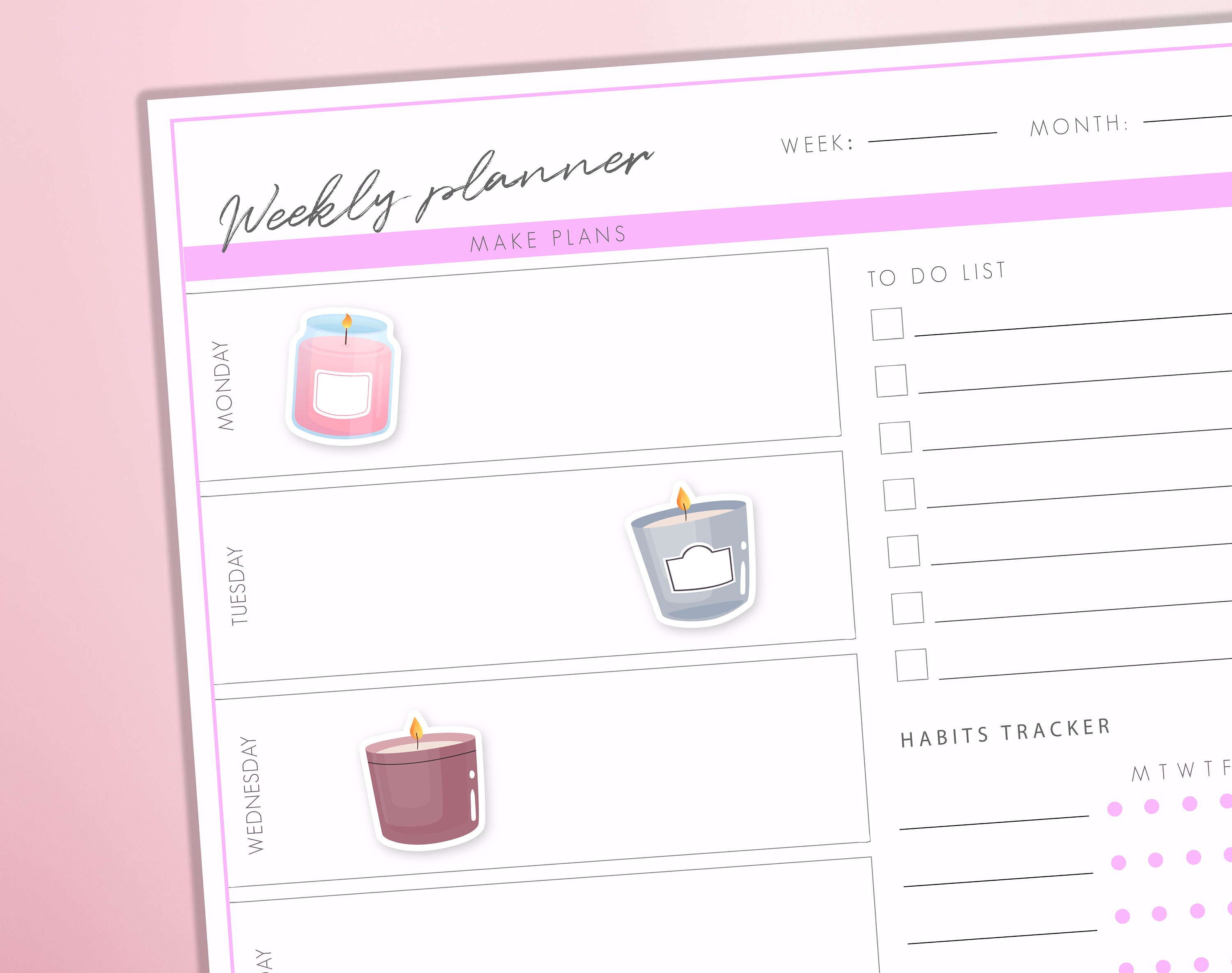 Candle Planner Stickers Cosy Home Candle Burning Diary Bullet Journal Sticker Sheet - Thumbnail 2
