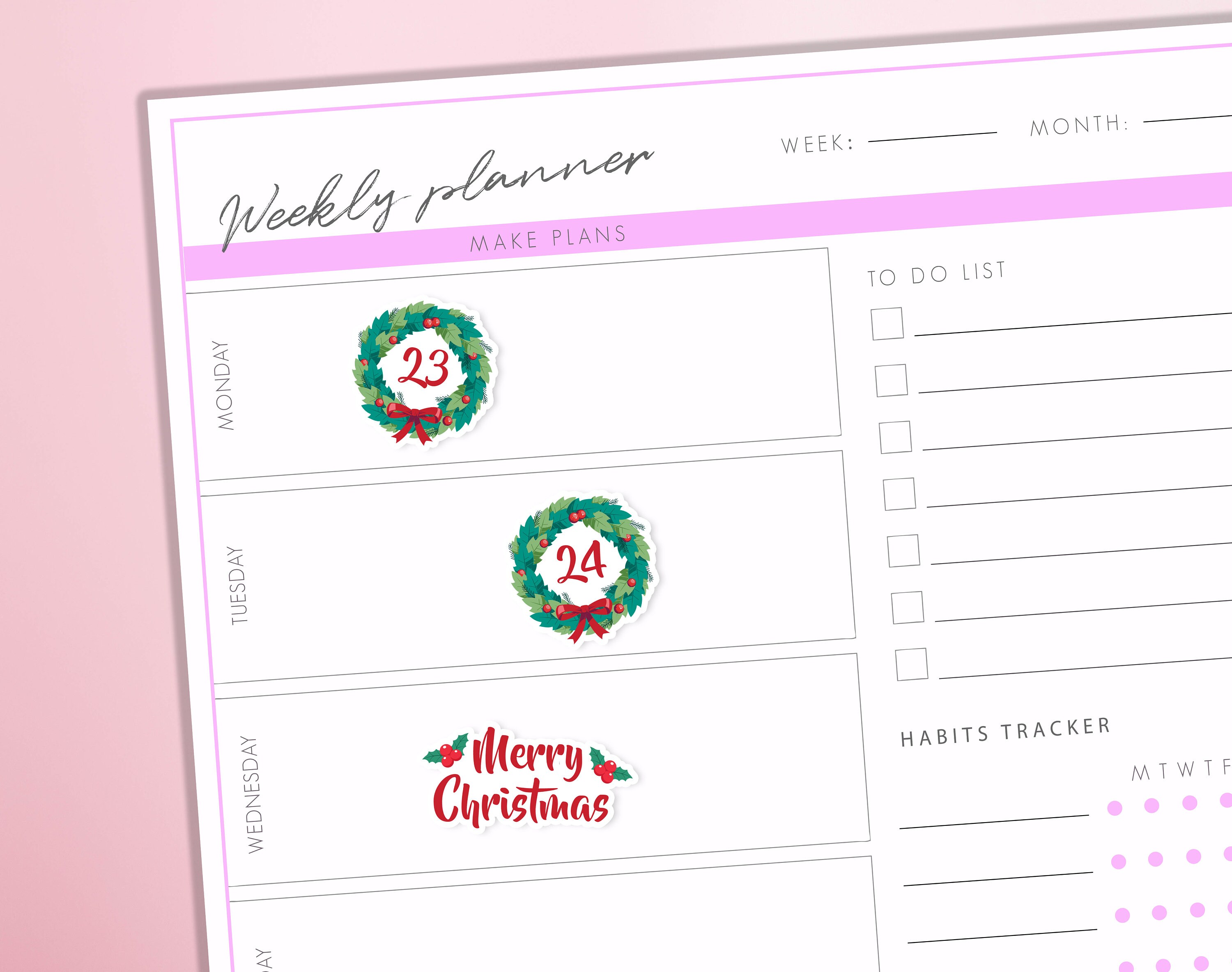 Christmas Wreath Countdown Planner Stickers Christmas Days Journal Diary Sticker Sheet - Thumbnail 2