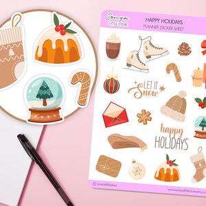 Fijne feestdagen planner sticker | Kerst seizoen elementen stickers seizoen dagboek dagboek stickervel