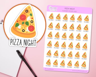 Pizza Night Planner Stickers  | Takeaway Order Fast Food Pizzas Bullet Journal Diary Sticker Sheet