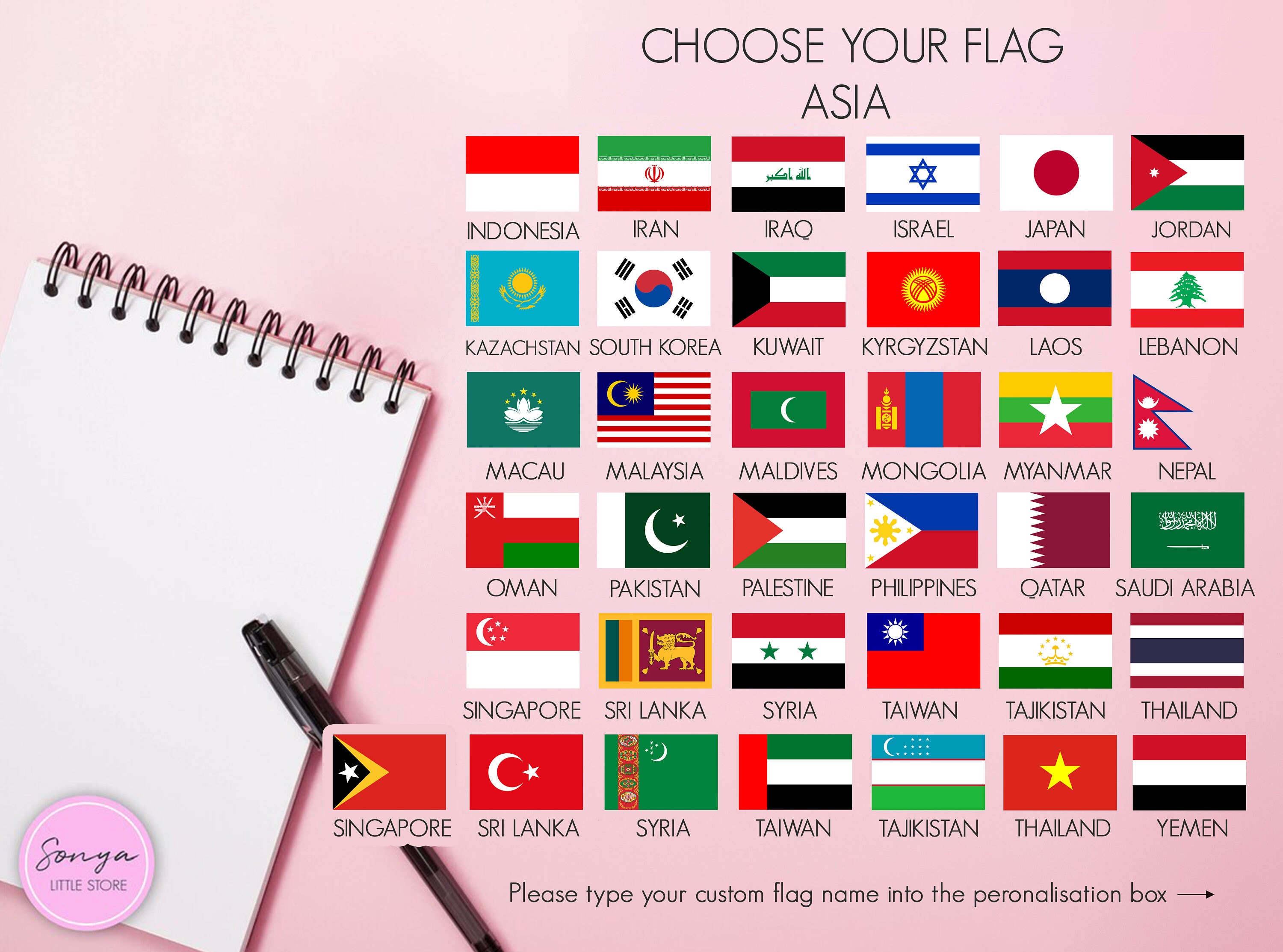 Custom Country Flag Planner Stickers Holiday State Flags of the World Location UK USA Africa Labels Bullet Journal - Thumbnail 4