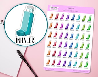 Inhaler Planner Stickers Tracker Care Asthma Medication Health Bullet Journal Sticker Sheet