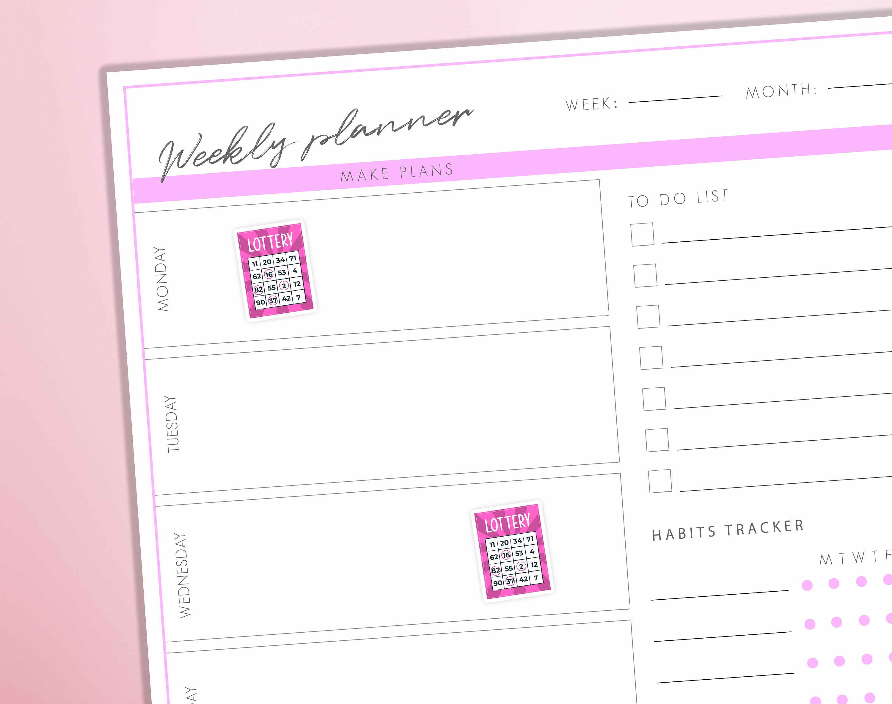 Lottery Ticket Planner Stickers Lotto Bingo Card Night Game Lucky Win Bullet Journal Sticker Sheet - Thumbnail 2