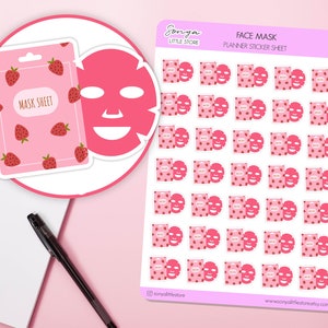 Gesichtsmaske Planer Stickers Hautpflege Routine Verwöhnen Sie sich mit der Nacht zum Beauty Day Selfcare Day Gemütlich Entspannen Bullet Journal Sticker Sheet