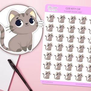 Cute Kitty Cat Planner Stickers | Cat Kitten Pet Stickers Diary Sticker Sheet