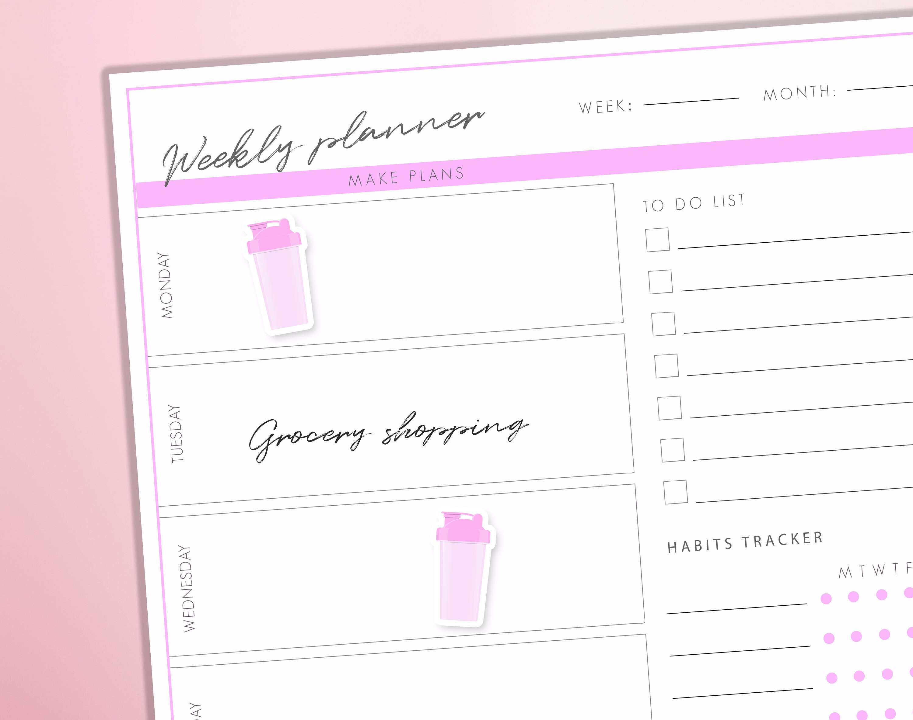 Protein Shaker Planner Stickers Protein Cup Gym Training Fitness Diet Diary Journal Sticker Sheet - Thumbnail 2