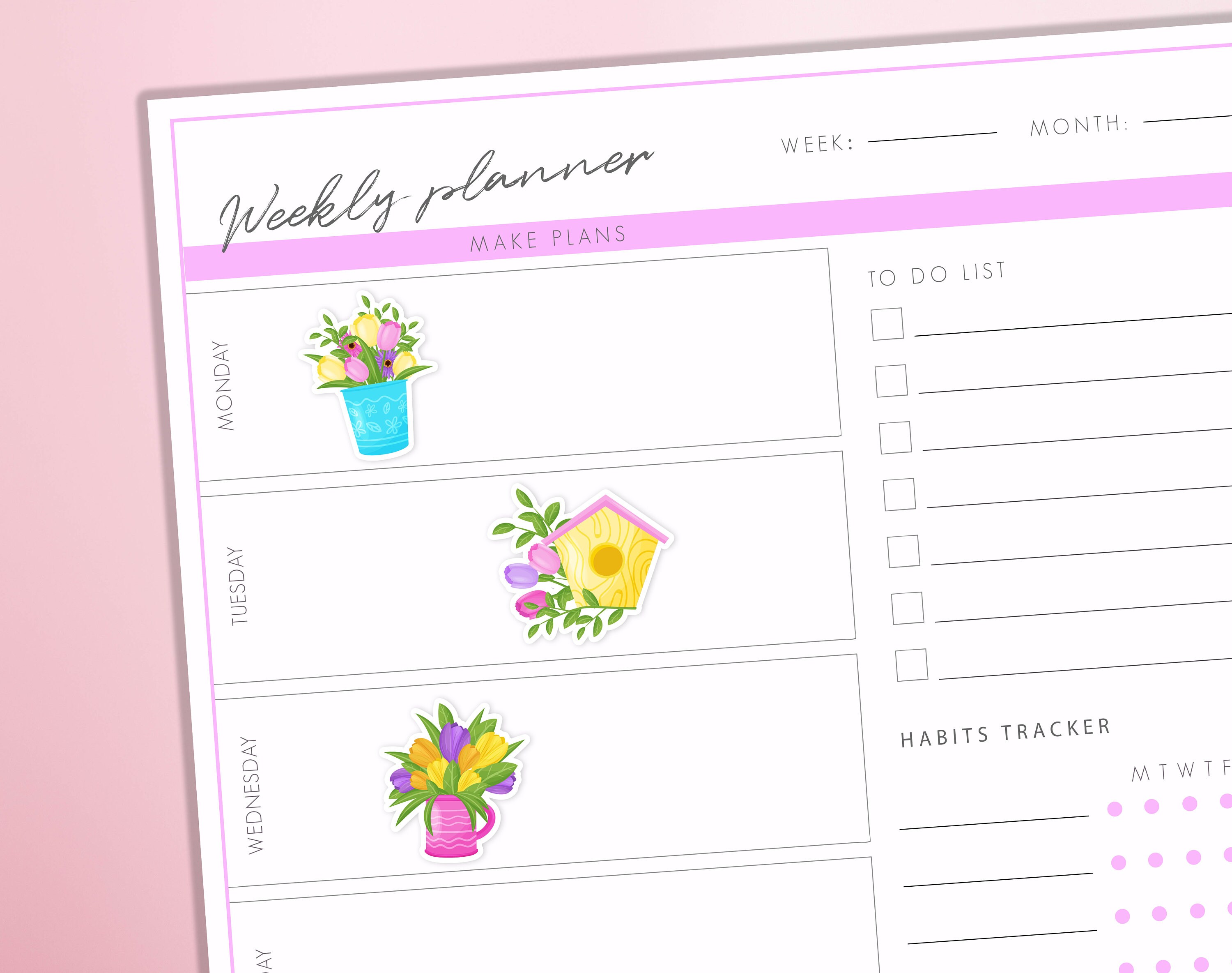 Spring Flowers Planner Stickers | Spring Time Journal Diary Sticker Sheet - Thumbnail 2