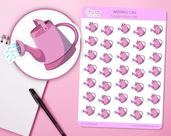 Watering Can Planner Stickers | Water Plants Stickers | Gardening Planner Stickers | Flower Bullet Journal Diary Sticker Sheet