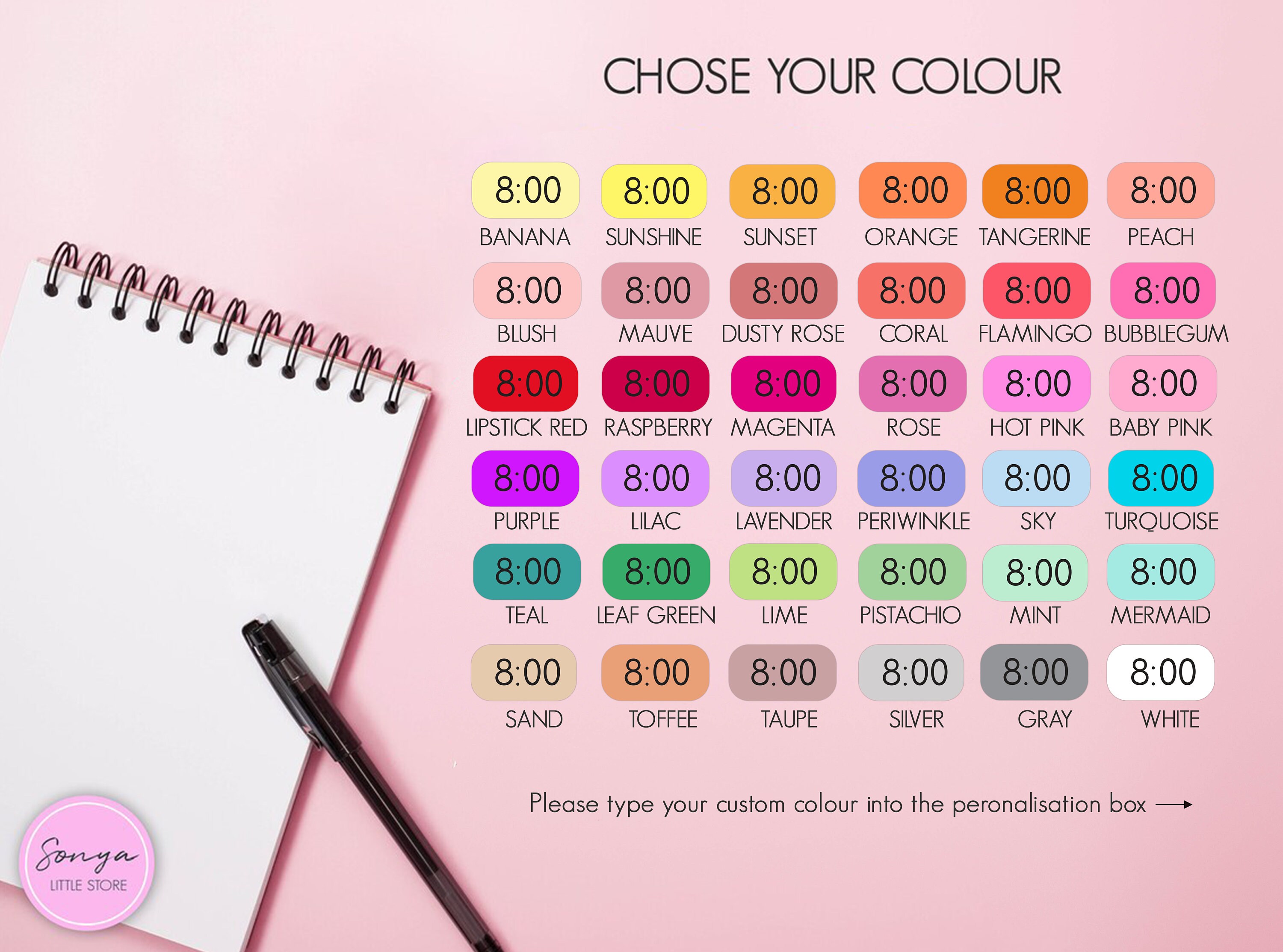 Appointment Time Block Planner Stickers Clock Every 30 Minutes Custom Colour Time Hour Reminder Functional Bullet Journal Sticker Sheet - Thumbnail 3