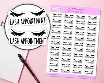 Lash Appointment Planner Stickers | Eyelash Extension Reminder Selfcare Beauty Treatment Diary Journal Sticker Sheet