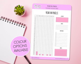Year in Pixels Planner Stickers Yearly Mood Tracker Functional Bullet Journal Diary Sticker Sheet