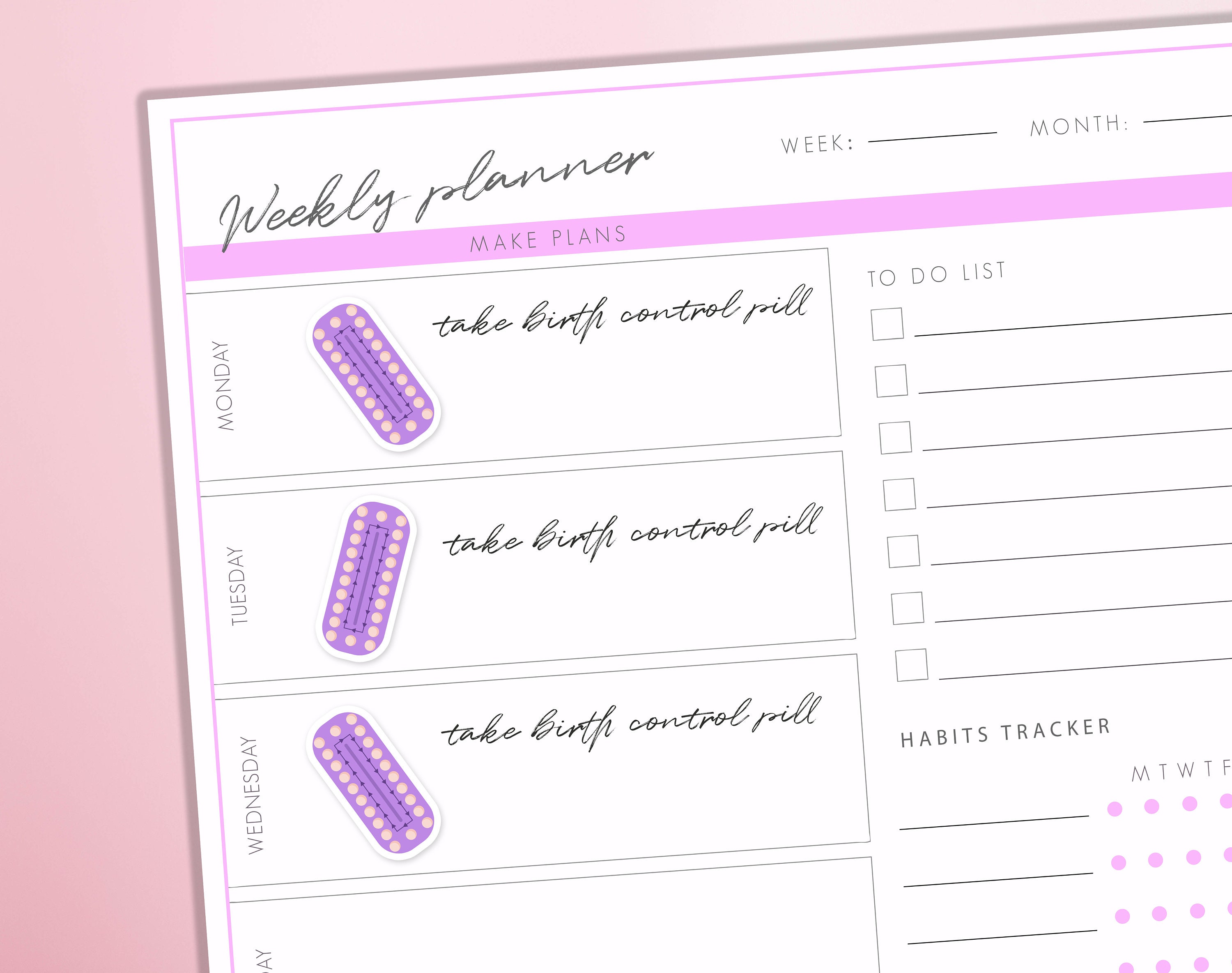 Contraceptive Pills Planner Stickers Birth Control Pills Journal Diary Sticker Sheet - Thumbnail 2