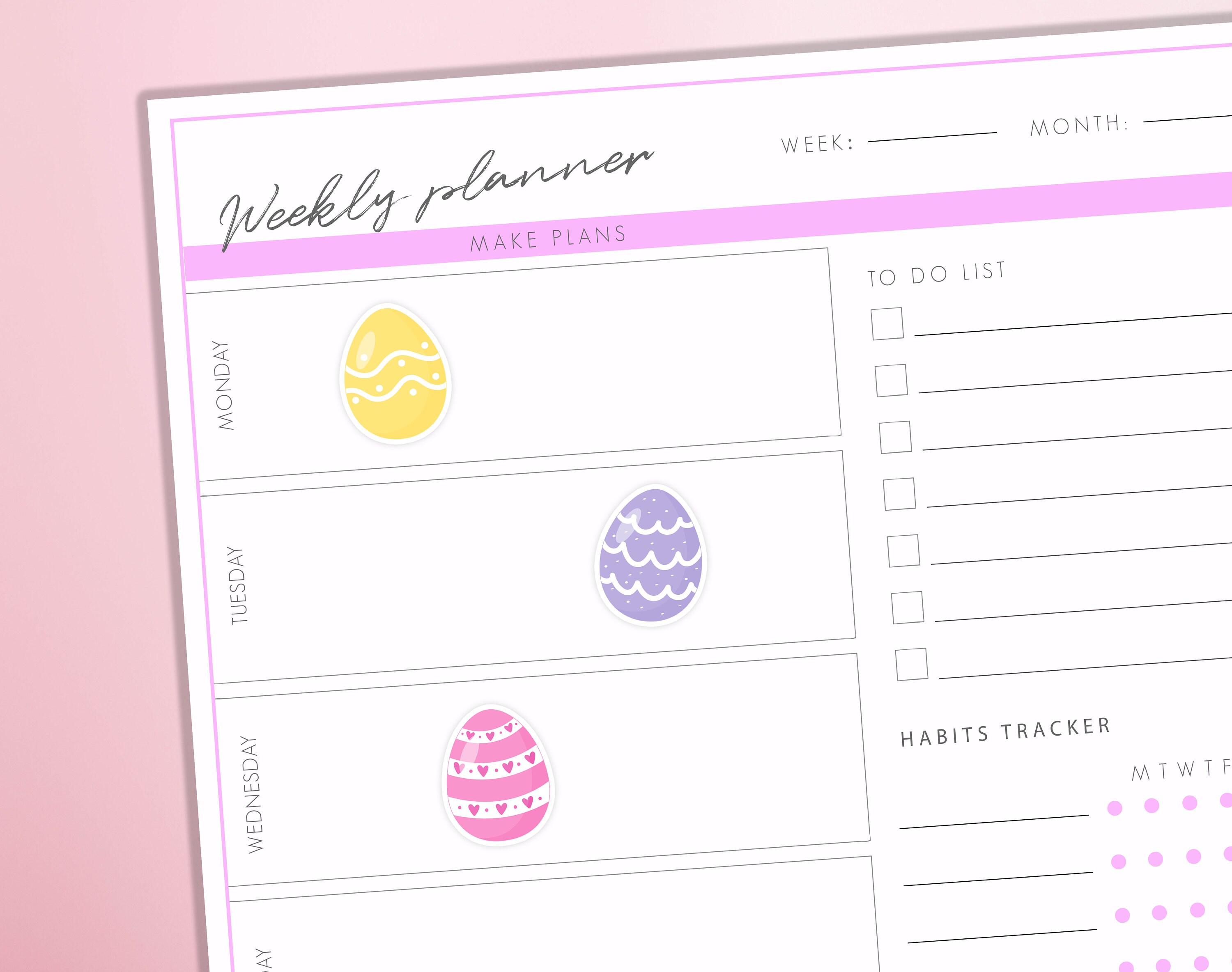 Easter Eggs Planner Stickers |  Colour Eggs Stickers | Spring Bullet Journal Diary Sticker Sheet - Thumbnail 2