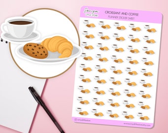 Croissant en koffie ontbijt planner stickers zoete maaltijd dagboek dagboek stickervel