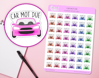 Car MOT Due Planner Stickers Vehicle Maintenance Service Reminder Tracker Bullet Journal Sticker Sheet