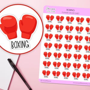 Pegatinas para agenda de boxeo, guantes de boxeo, entrenamiento, deporte, fitness, ejercicio, partido, hoja de pegatinas para bullet journal