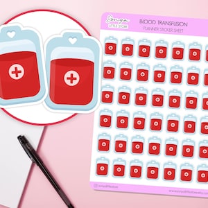 Adesivos para planejador de transfusão de sangue Doe sangue Doador médico Hospital Cuidados de saúde Lembrete Bullet Journal Adesivo Folha