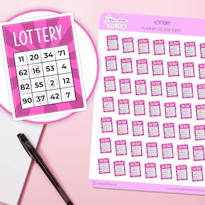 Lotterielos-Sticker Lotto Bingo Card Night Spiel Lucky Win Bullet Journal Stickerbogen