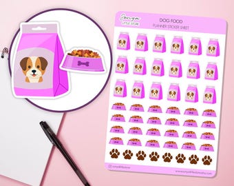 Dog Food Planner Stickers | Pet Care Buy Puppy Feeding Reminder Bullet Journal Diary Sticker Sheet