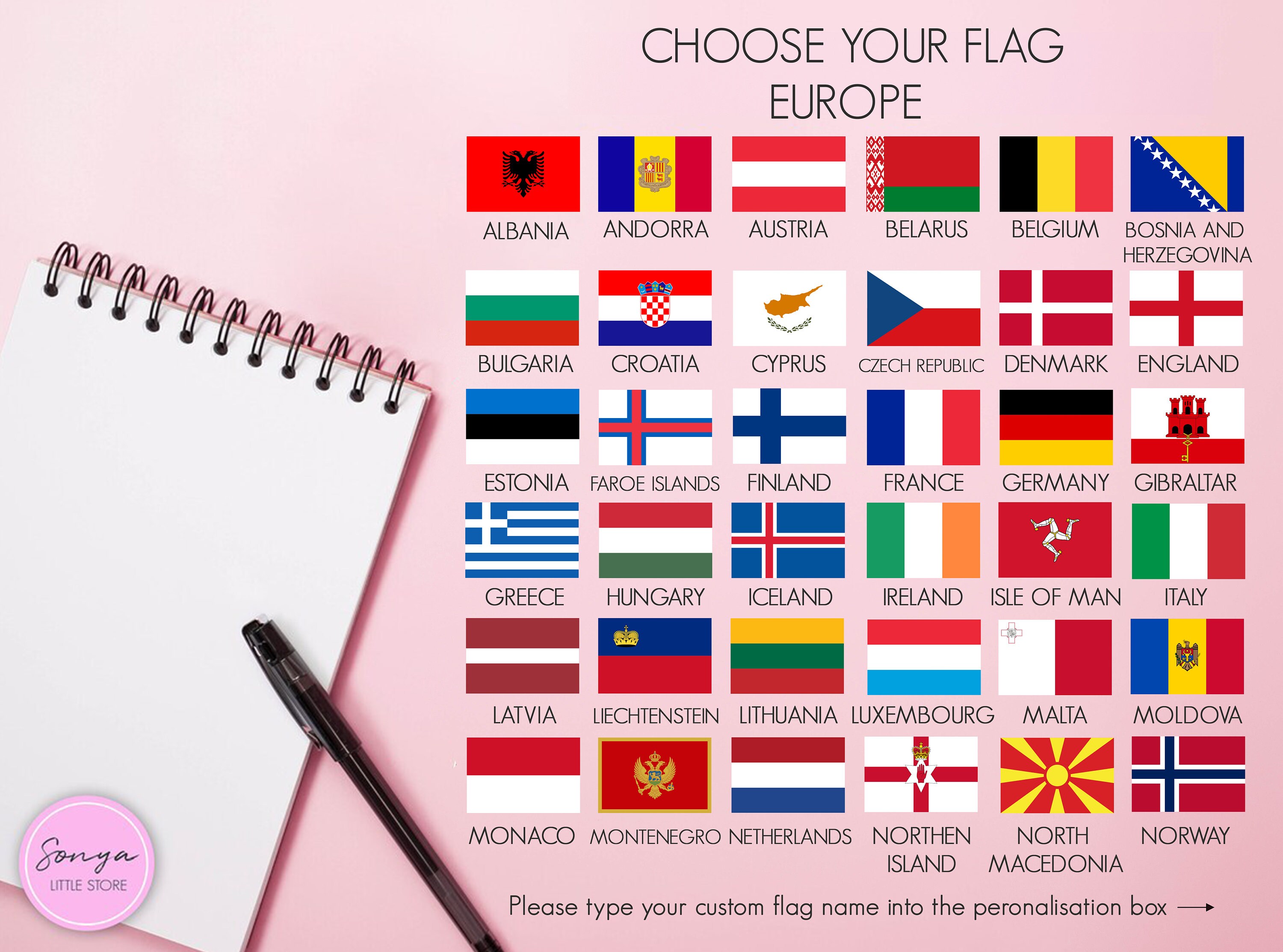 Custom Country Flag Planner Stickers Holiday State Flags of the World ...