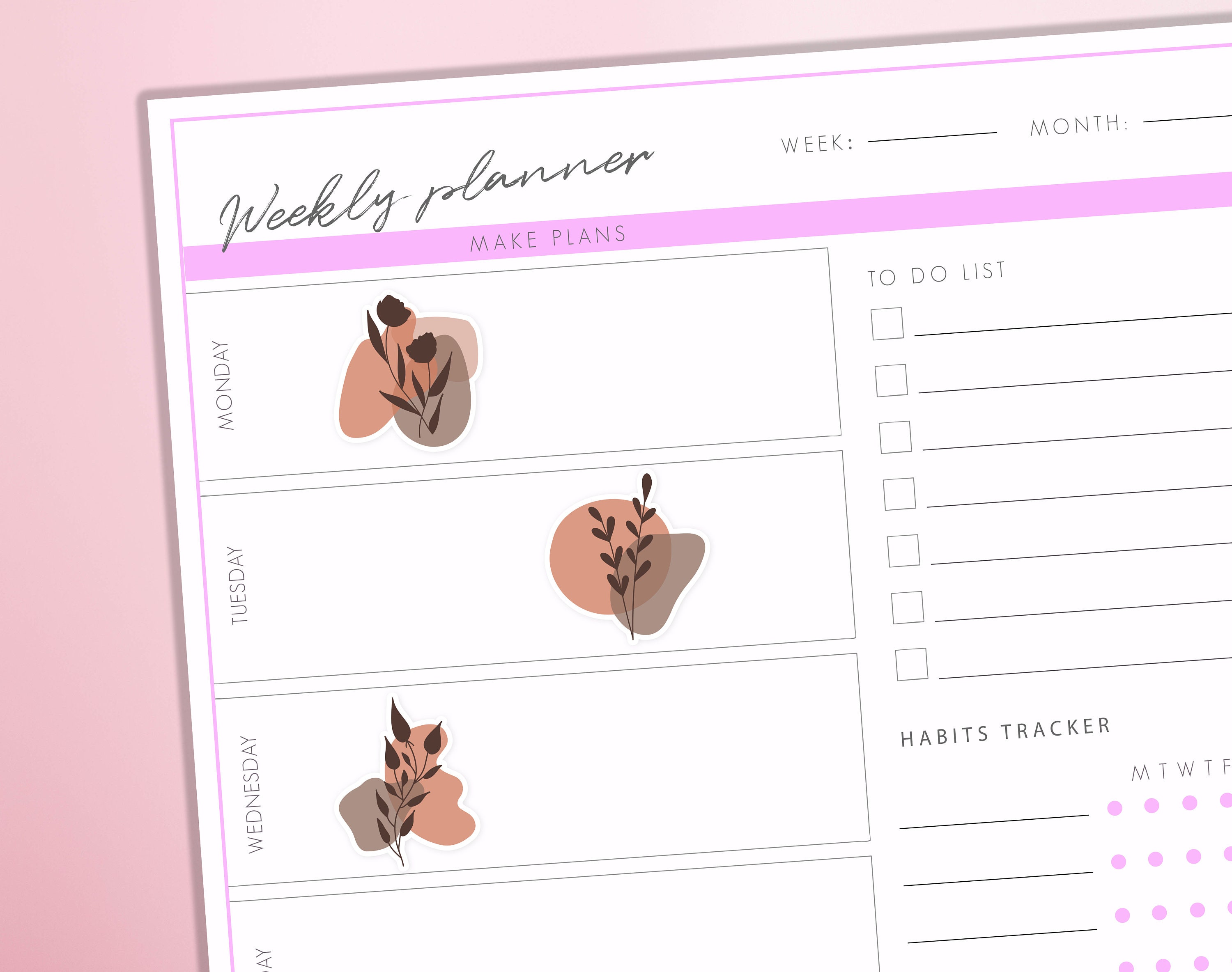 Floral Abstract Planner Stickers | Mimalist Planner Stickers | Line Drawing Decorative | Neutral Nude Beige Aesthetic Journal Stickers - Thumbnail 2