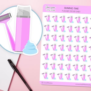 Rasierzeit Sticker | Rasiermesser Aufkleber | Rasiermesser Self Care Journal Tagebuch Sticker Blatt