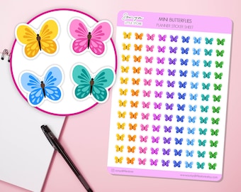 Mini Butterflies Planner Stickers Cute Colorful Icons Decorative Bullet Journal Sticker Sheet