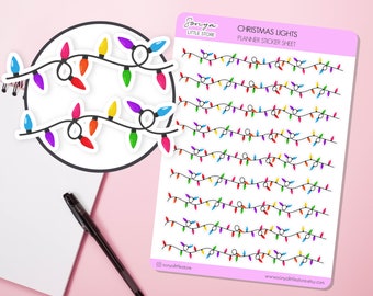 Christmas String Lights Planner Sticker Christmas Lights Dividers Journal Diary Borders Decorative Sticker Sheet