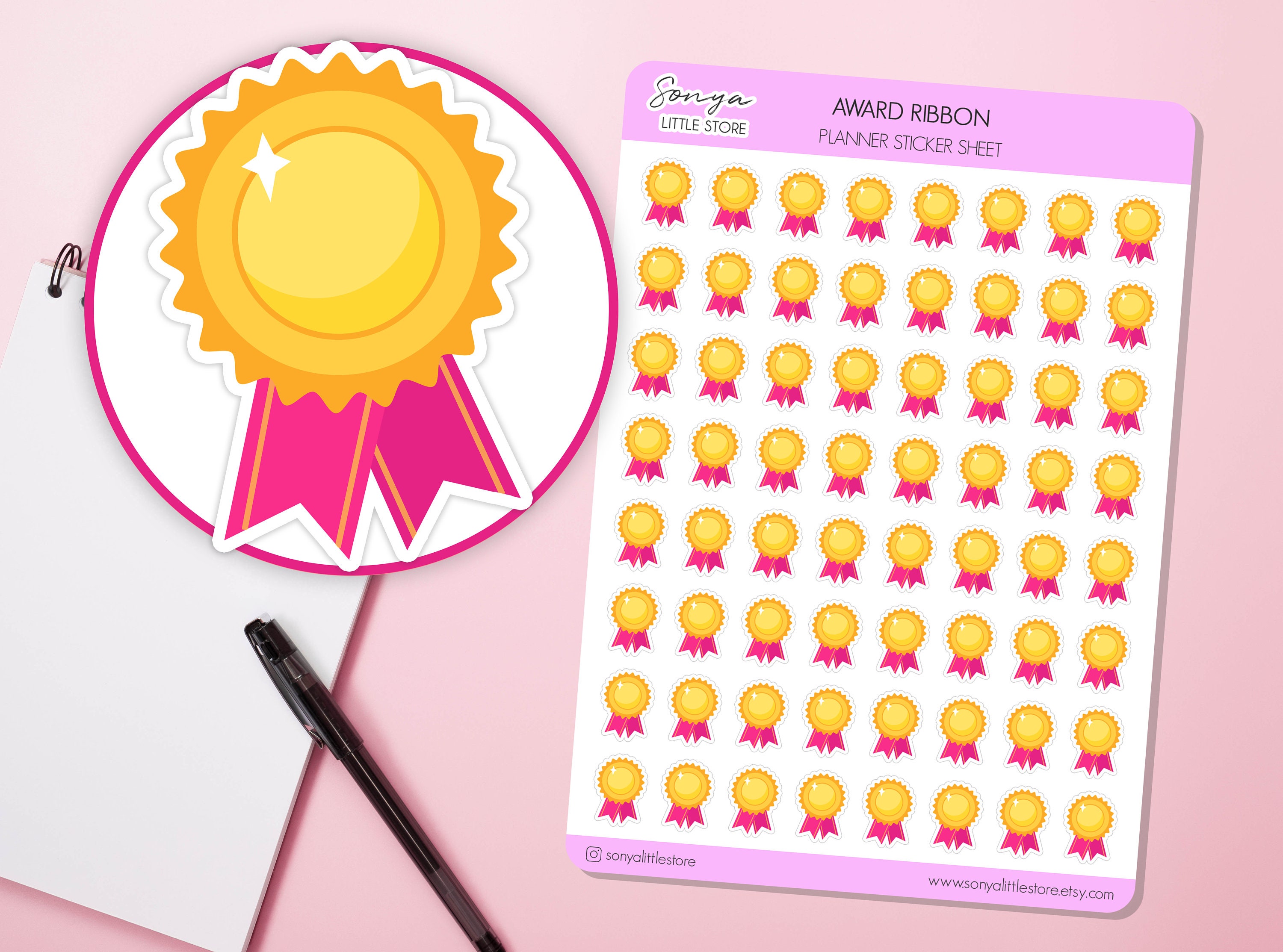 Award Ribbon Planner Stickers Competition Winner Medal Award Achievement Accomplishment Congratulation Bullet Journal Sticker Sheet - Image 1