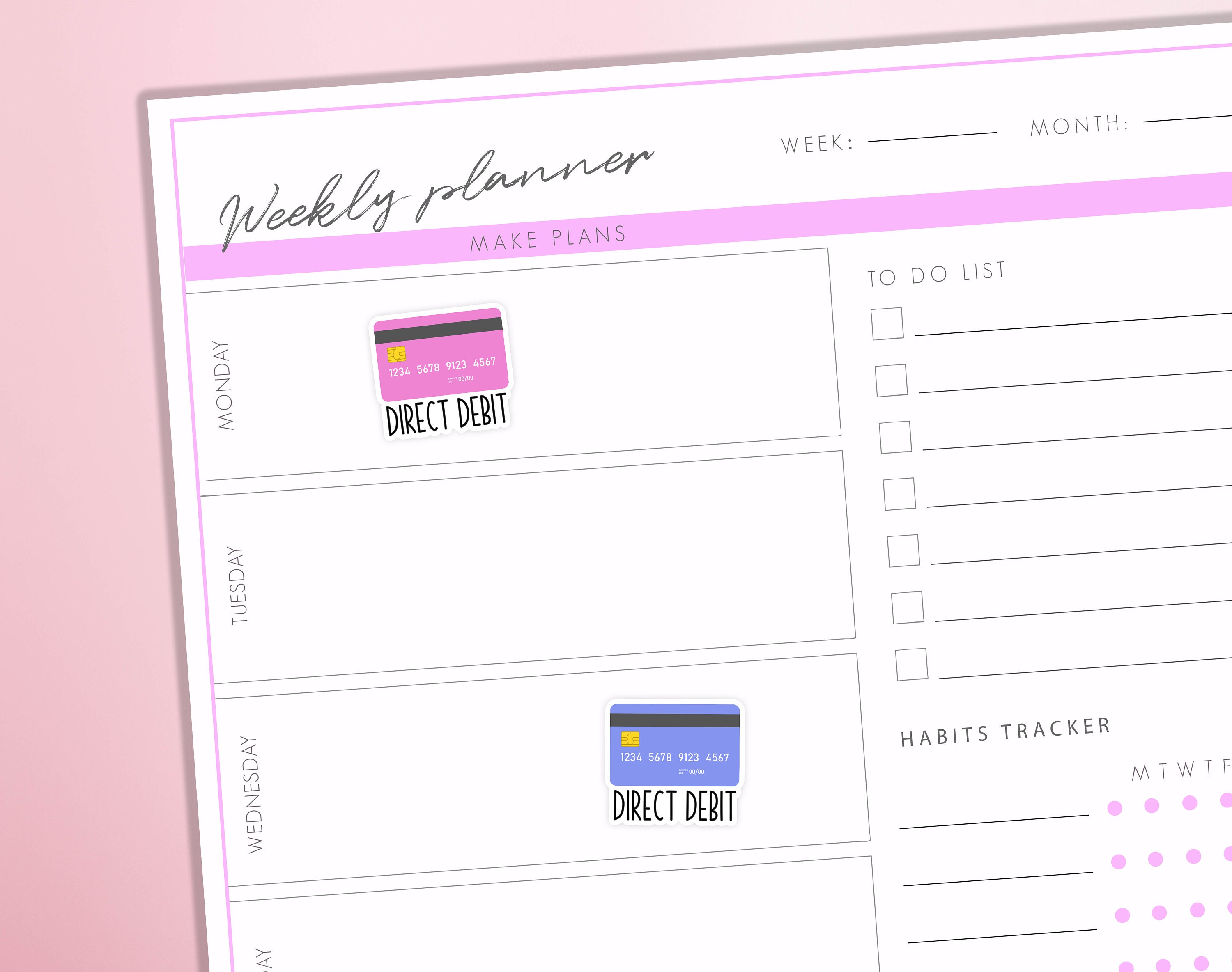 Direct Debit Bill Planner Stickers | Credit Card Pay Bill Reminder Journal Diary Sticker Sheet - Thumbnail 2