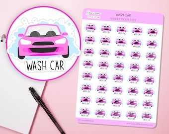 Wasch Auto Sticker | Sauberes Fahrzeug waschen Aufgaben To do Liste Aufgaben Bullet Journal Tagebuch Sticker Blatt