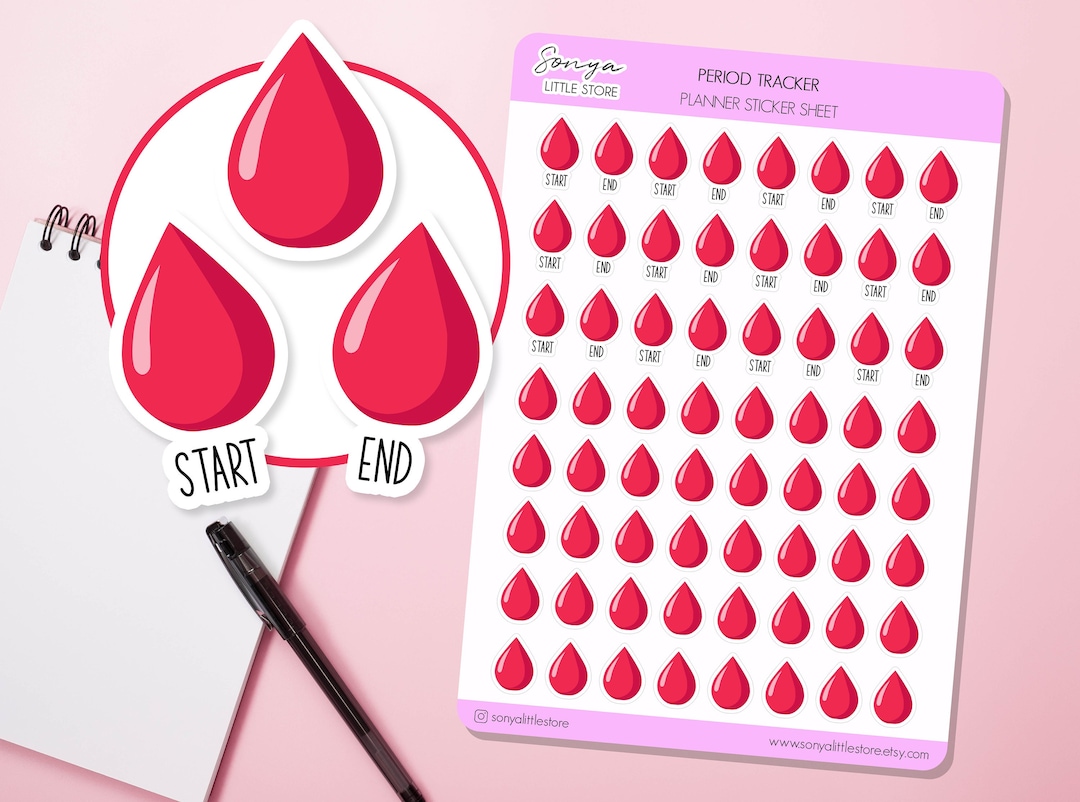 Period Tracker Planner Stickers Blood Drops Tracker Bullet Journal ...