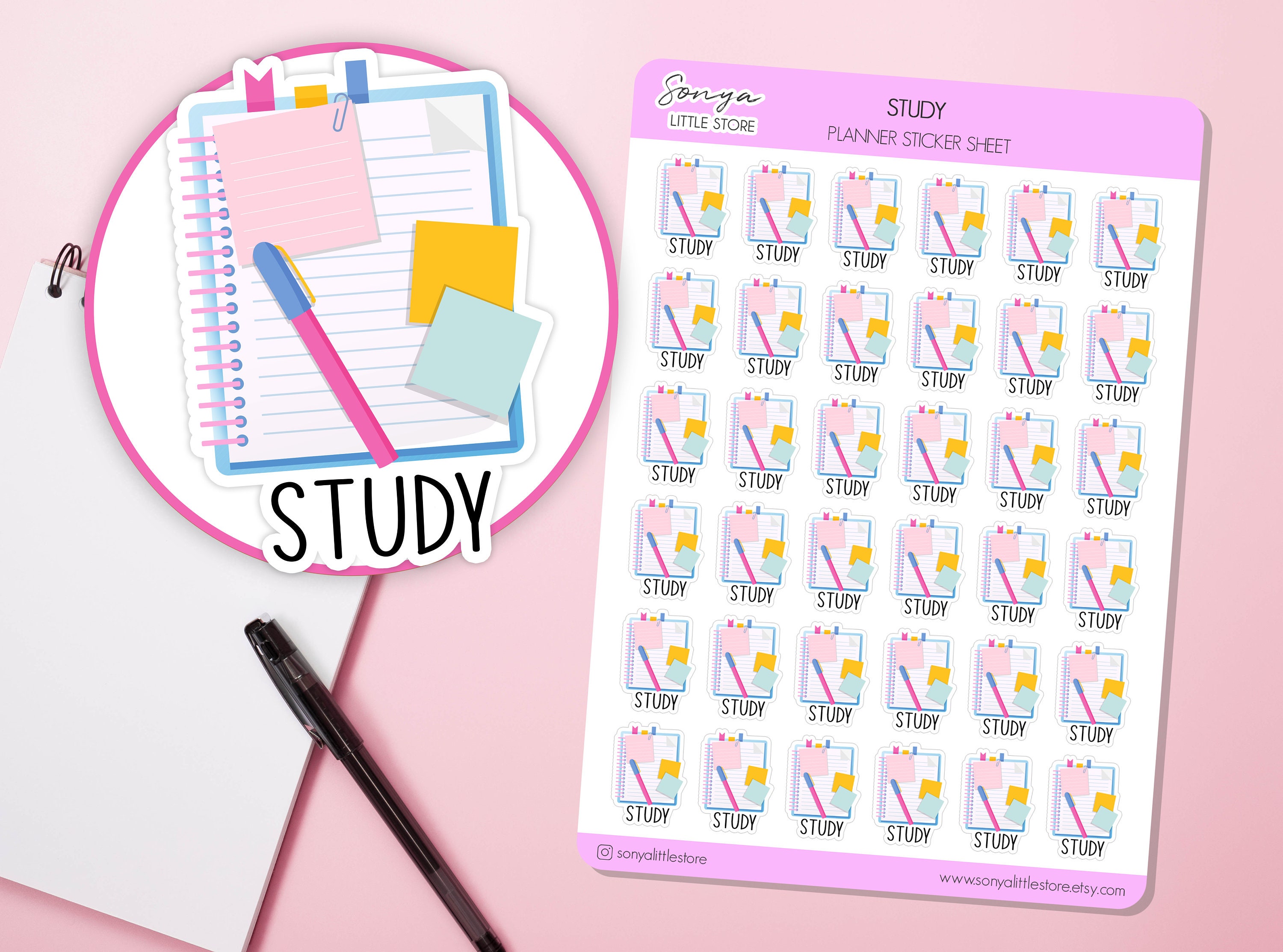 Study Planner Stickers  | University College School Exam Test Studying Homework Bullet Journal Sticker Sheet