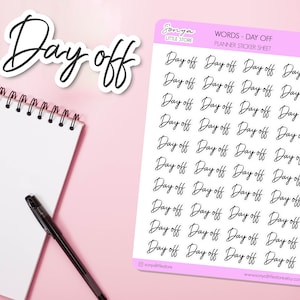 Naklejki do planera funkcjonalnego Day Off Words | Naklejki do planera skryptów | Arkusz naklejek do dziennika Day Off Words