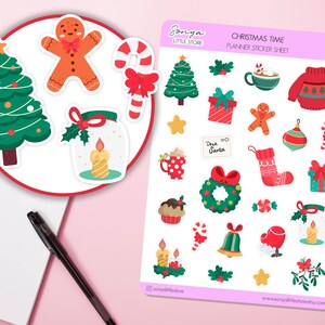 Kersttijdplannerstickers | Kerstelementenstickers | Kerstseizoen dagboek dagboek stickervel