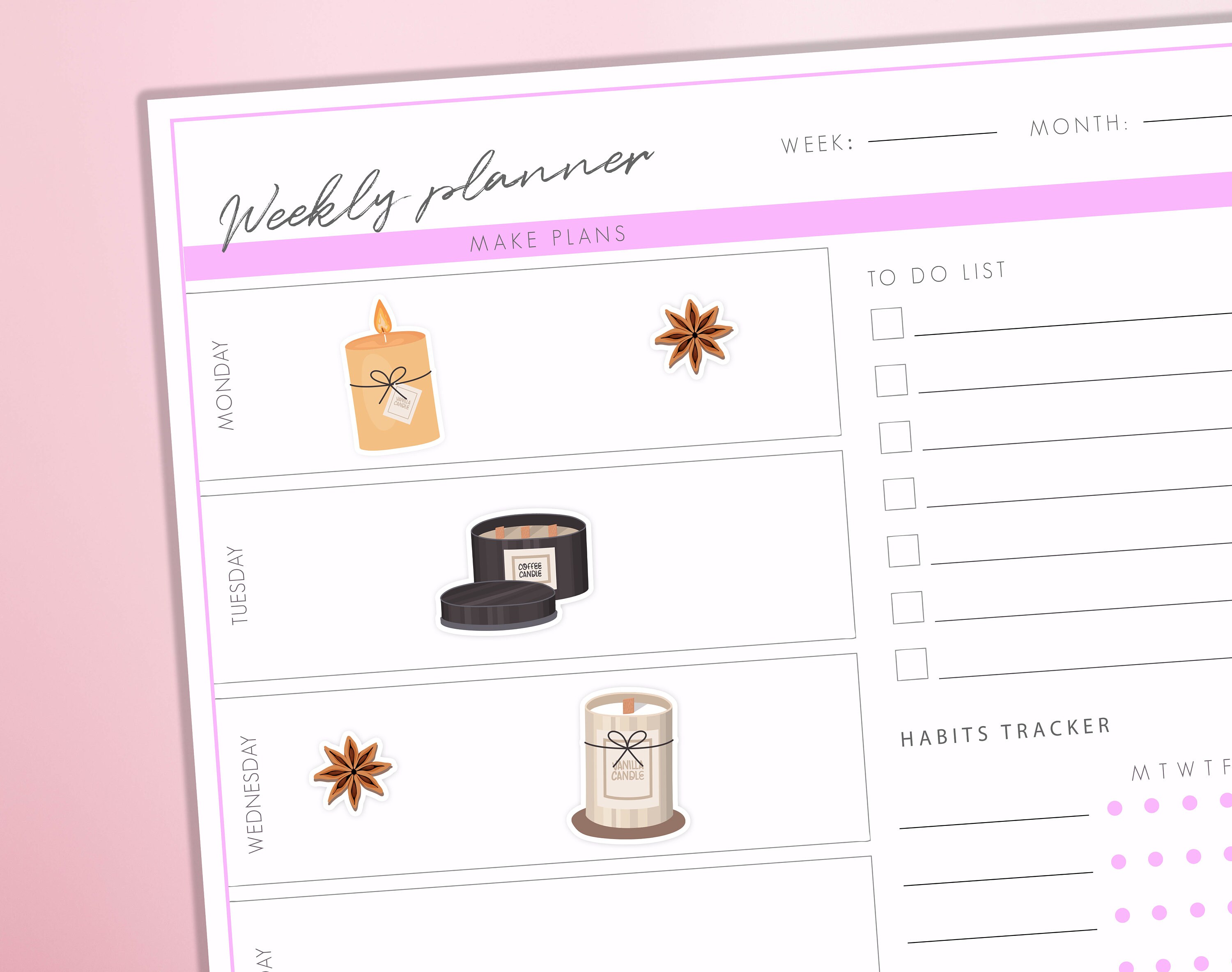 Candles Planner Stickers | Cosy Autumn Hygge Candle Burning  Bullet Journal Diary Sticker Sheet - Thumbnail 2