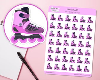 Inline Skates Planner Stickers Sport Fitness Roller Skating Exercise Free Time Bullet Journal Sticker Sheet