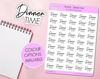 Dinner Time Words Funktionale Planer-Aufkleber | Bullet Journal Aufkleber | Dinner Time Words Journal Tagebuch Sticker Blatt