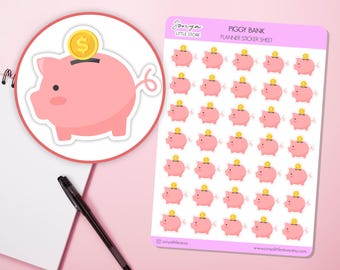 Piggy Bank Planner Stickers Save Money Finance Savings Tracker Budget Sticker Sheet