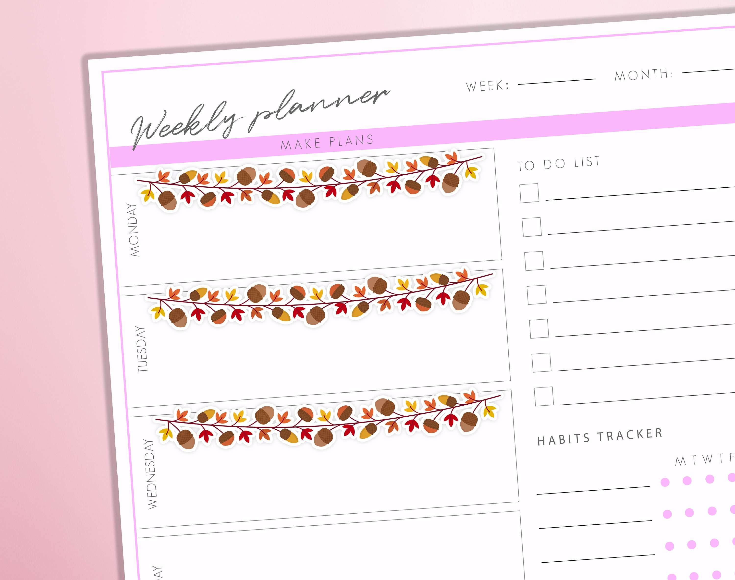 Autumn Garland Planner Stickers Fall Leaves Dividers Borders Bullet Journal Decorative Sticker Sheet - Thumbnail 2