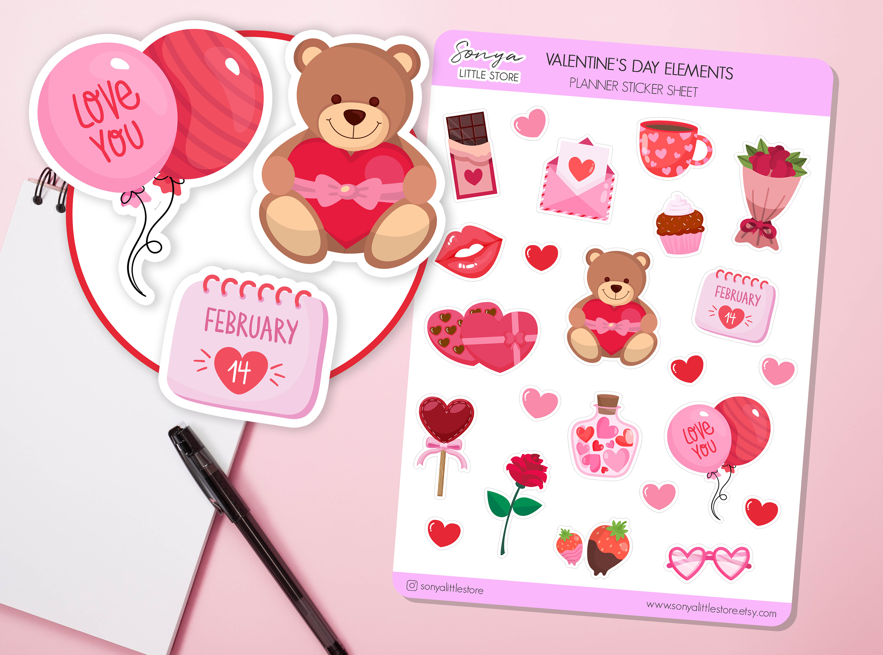 Stickers, Valentines, Valentines Stickers, Love Stickers, Printable  Stickers, Sticker Pack, Cute Sticker, Planner Stickers, Journal Stickers 