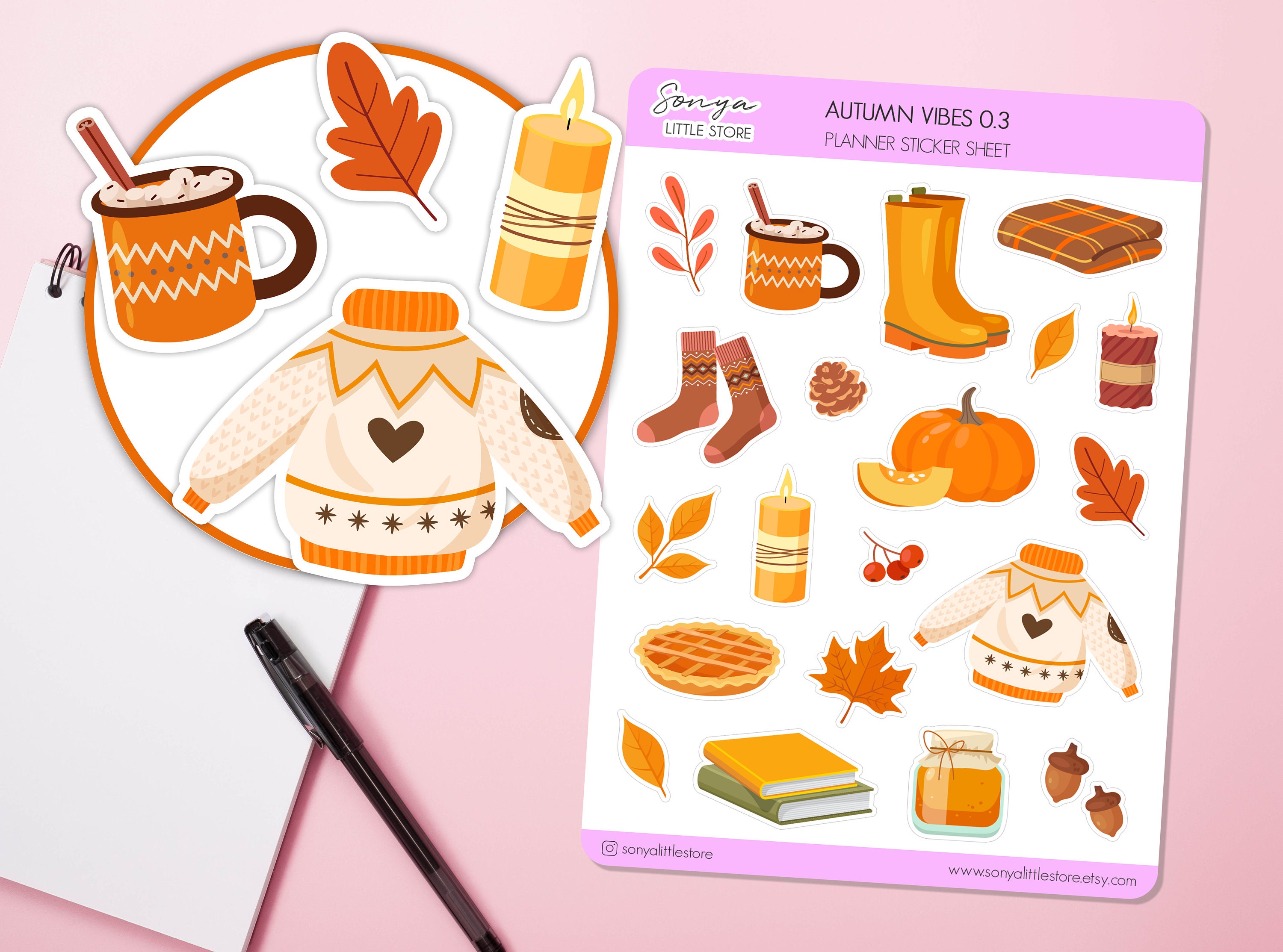 Four Seasons Planner Stickers Pack Bundle | Spring, Summer, Autumn/Fall, Winter Journal Calendar Diary Sticker Sheet - Thumbnail 4