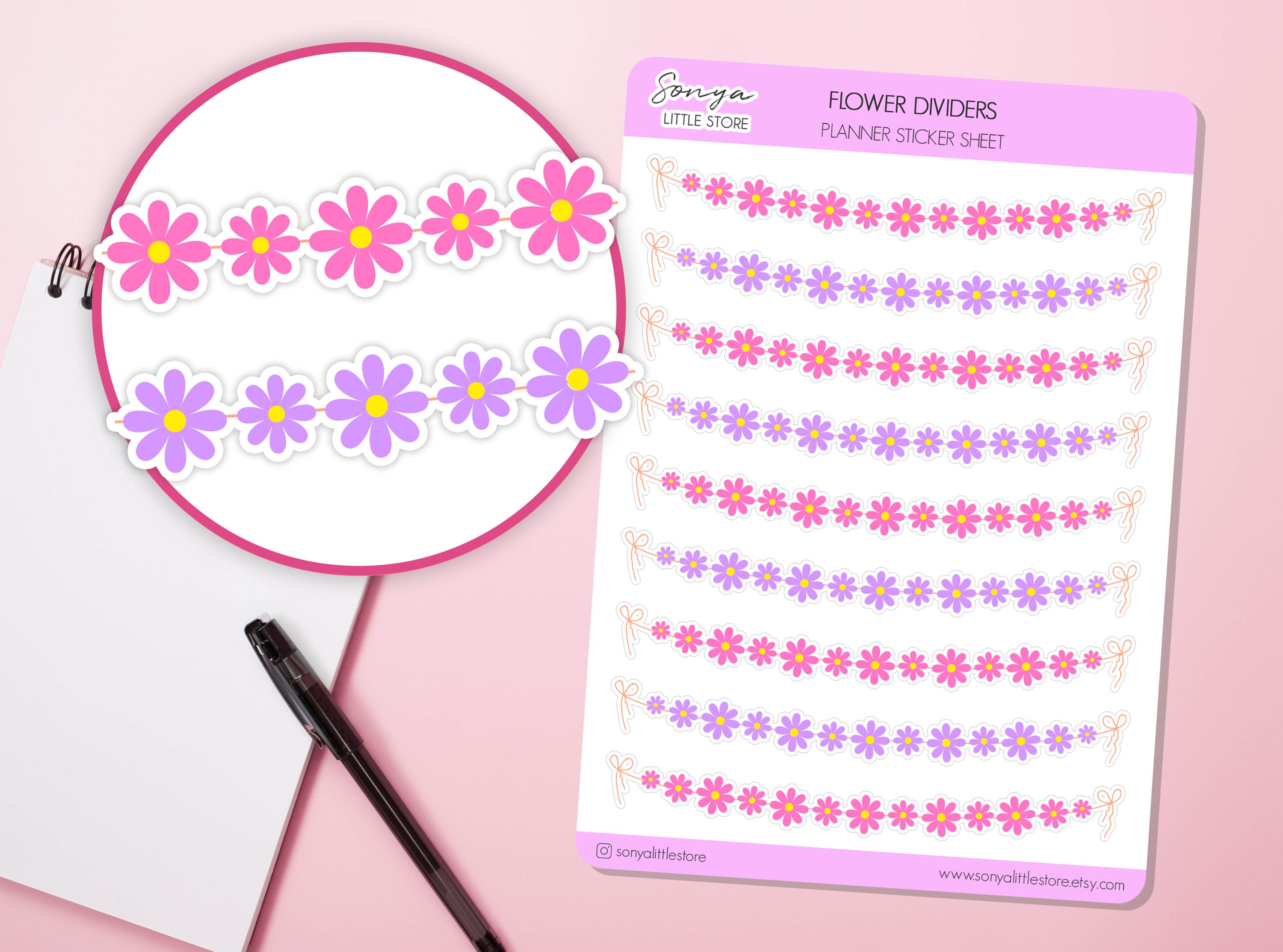 Flower Garland Planner Stickers Floral Spring Dividers Borders Bullet Journal Decorative Sticker Sheet