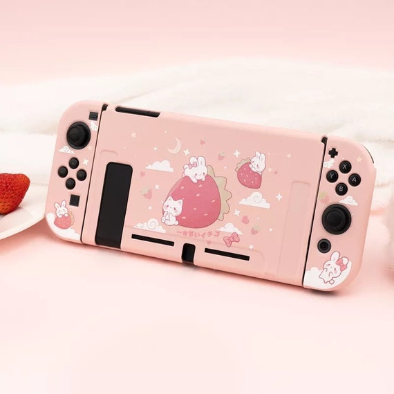 Pink Switch Case Strawberry Rabbit Soft Nintendo Switch Dock Etsy