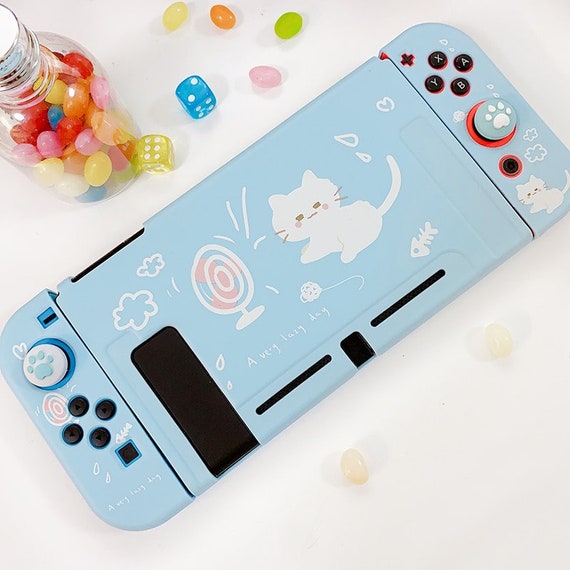 Blue Kawaii Switch Case White Cat Dockable Switch Silicone Etsy Blue Kawaii Switch Case White Cat Dockable Switch Silicone Etsy