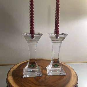 Set of 2 crystal candlesticks by Shannon