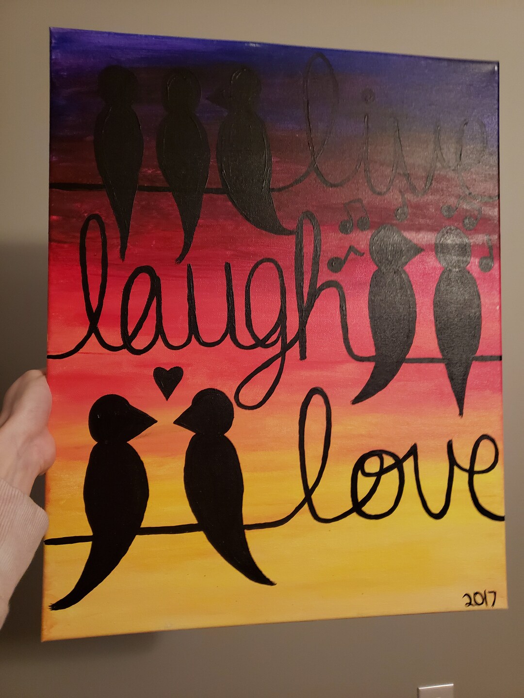 Live Laugh Love Bird Painting - Etsy
